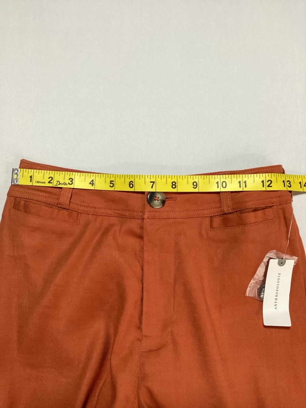 Anthropologie Ettie Linen Wide-Leg Cropped Pants in Rust Orange - Picture 11 of 16